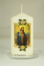 Kerze Jesus der gute Hirte gold cremeweiss