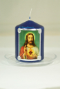 Kerze "Jesus 25" azurblau/silber